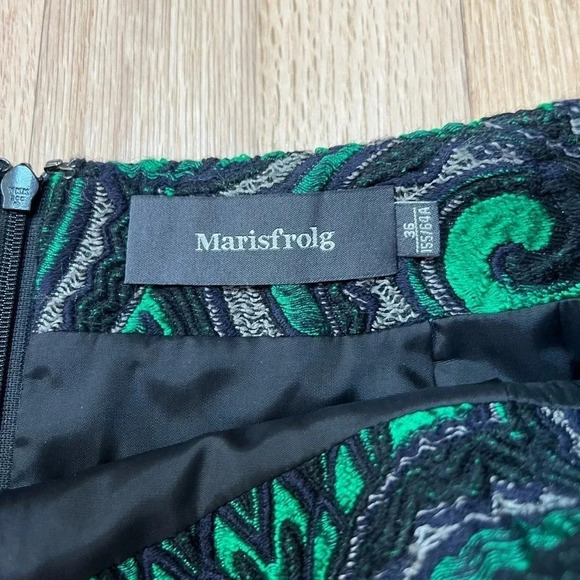 Marisfolg Boucle Green Black Mini Skirt 36 Equivalent US 2 - Picture 4 of 5